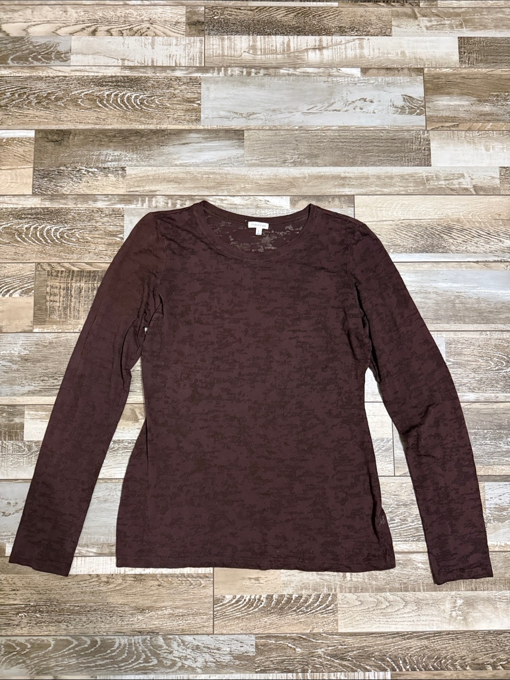 Maurices Women's Long Sleeve Crew Top in Deep Wine